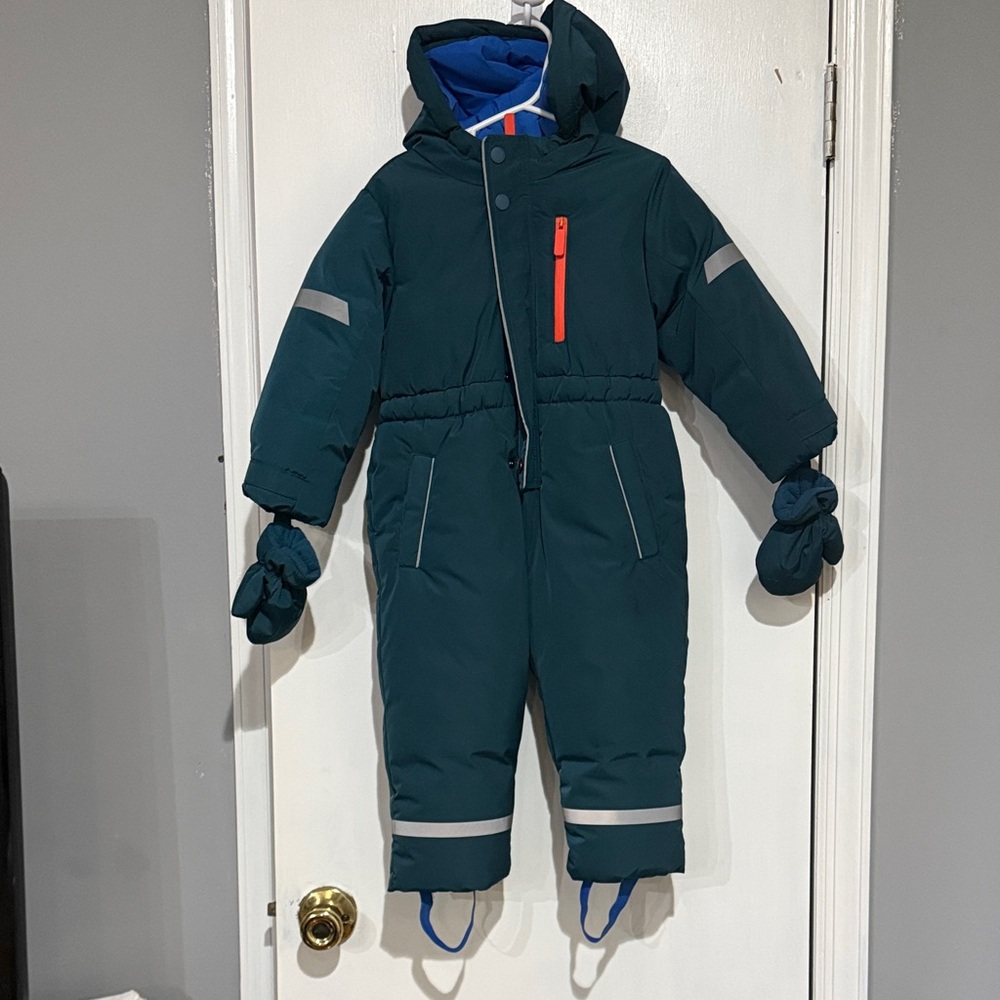 Zara Kids' Teal Snowsuit with Blue Accents